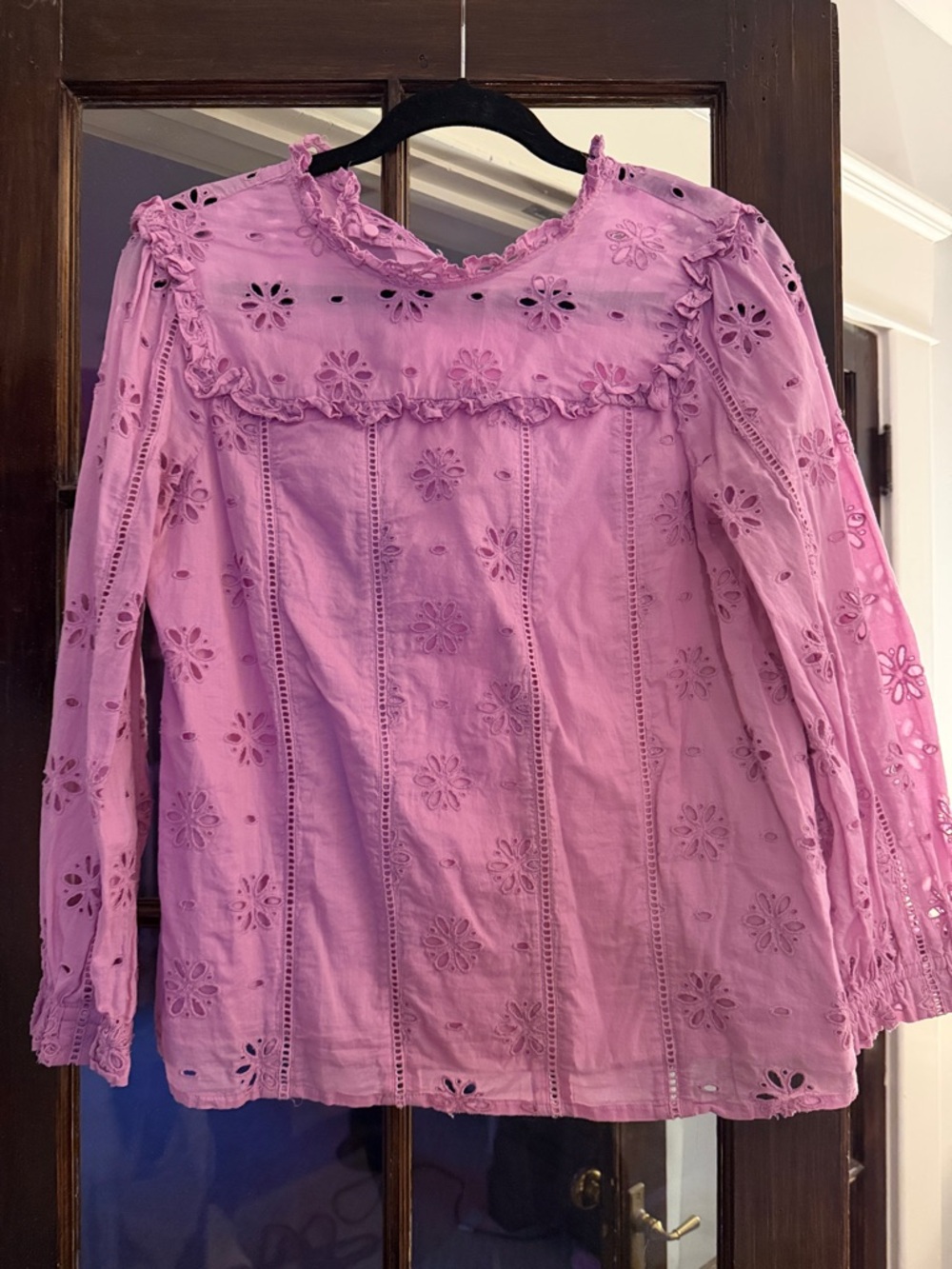 J. Crew Lavender Eyelet Peasant Blouse